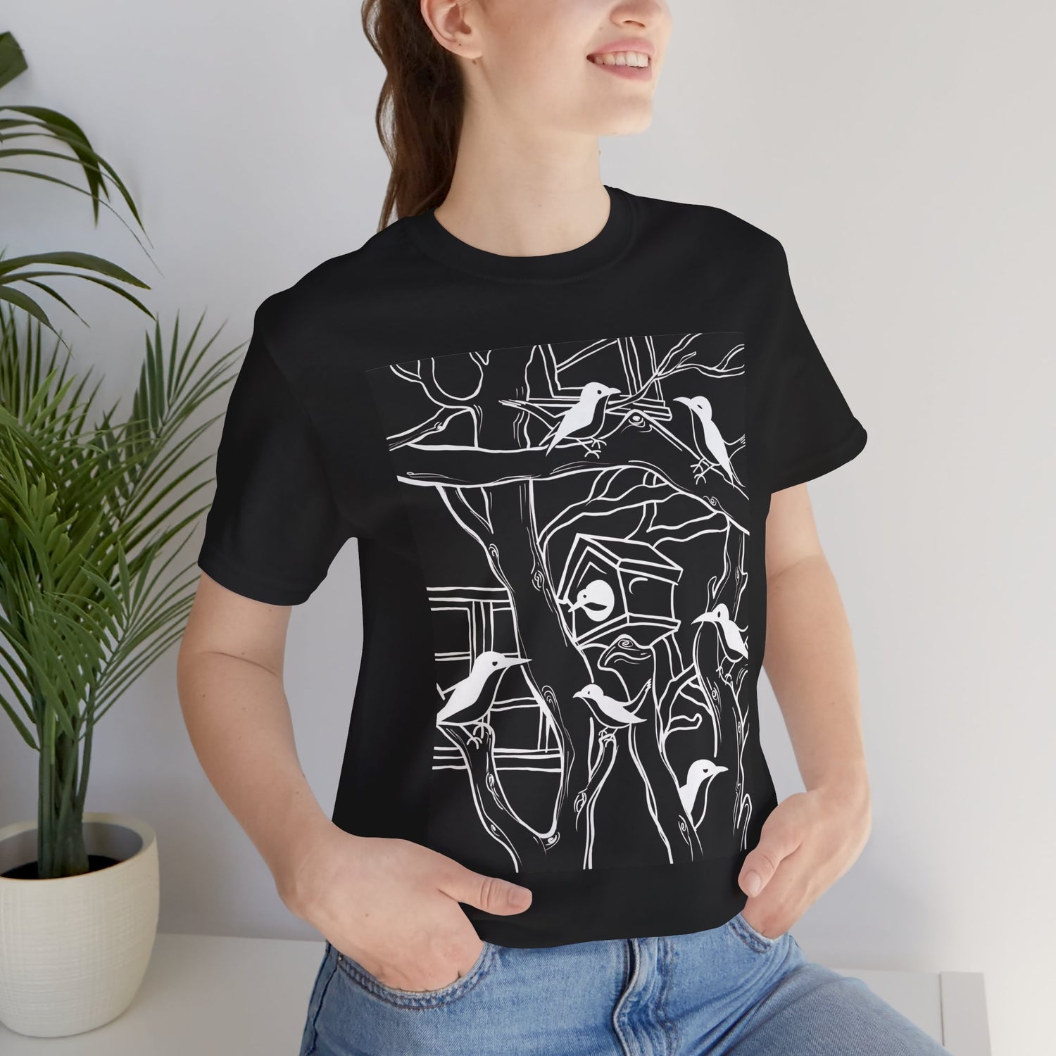 Camiseta de Manga Corta Unisex - Aves Blancas