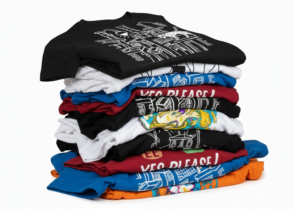 Pila desordenada con camiseta Gato en El Tejado arriba