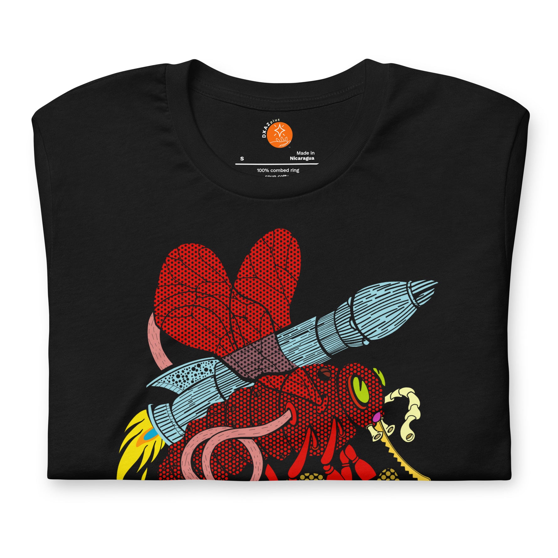 Camiseta unisex Dulce Avispa DXAZplus — frontal/negra