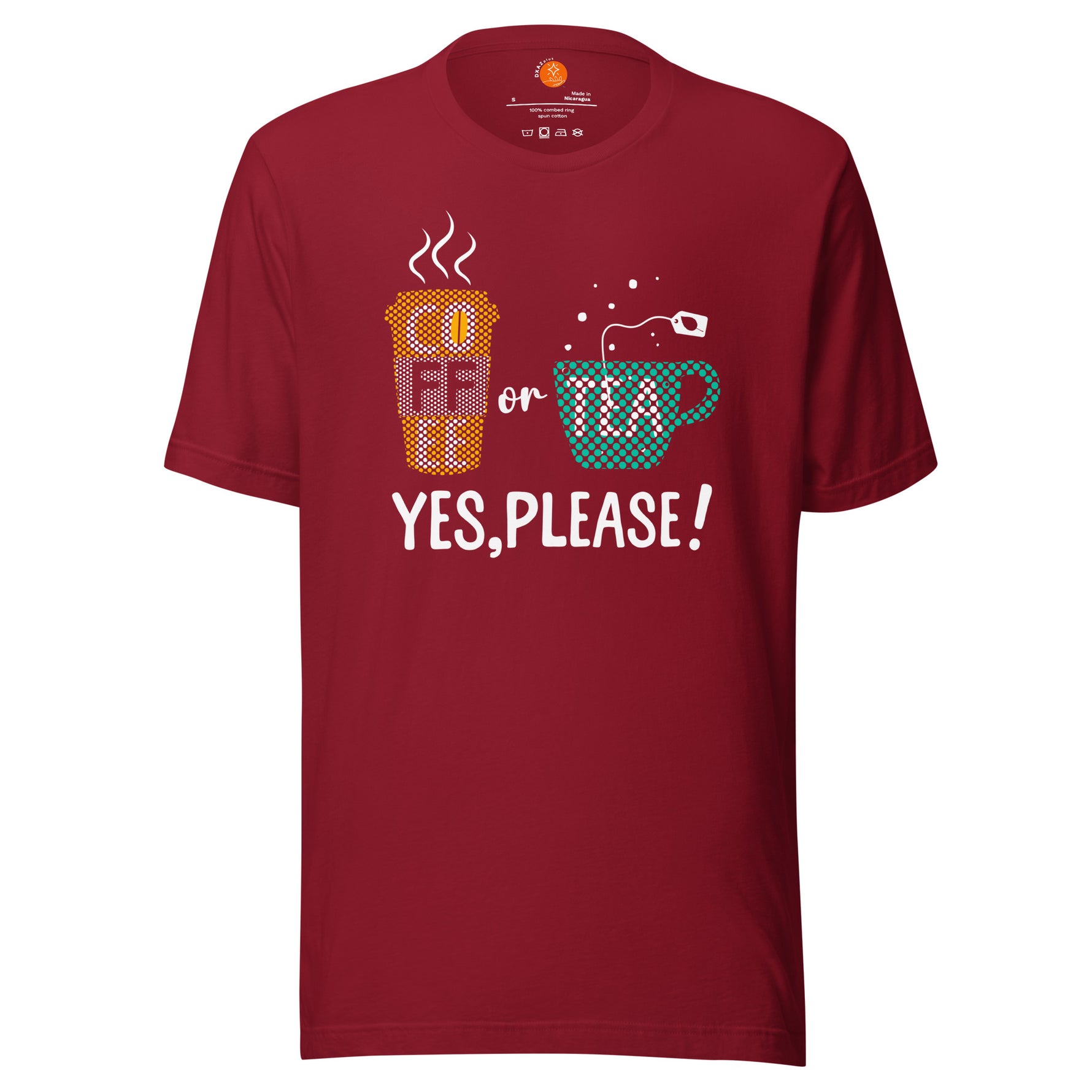 Camiseta unisex Café o Té diseño divertido DXAZplus — frontal-cardinal