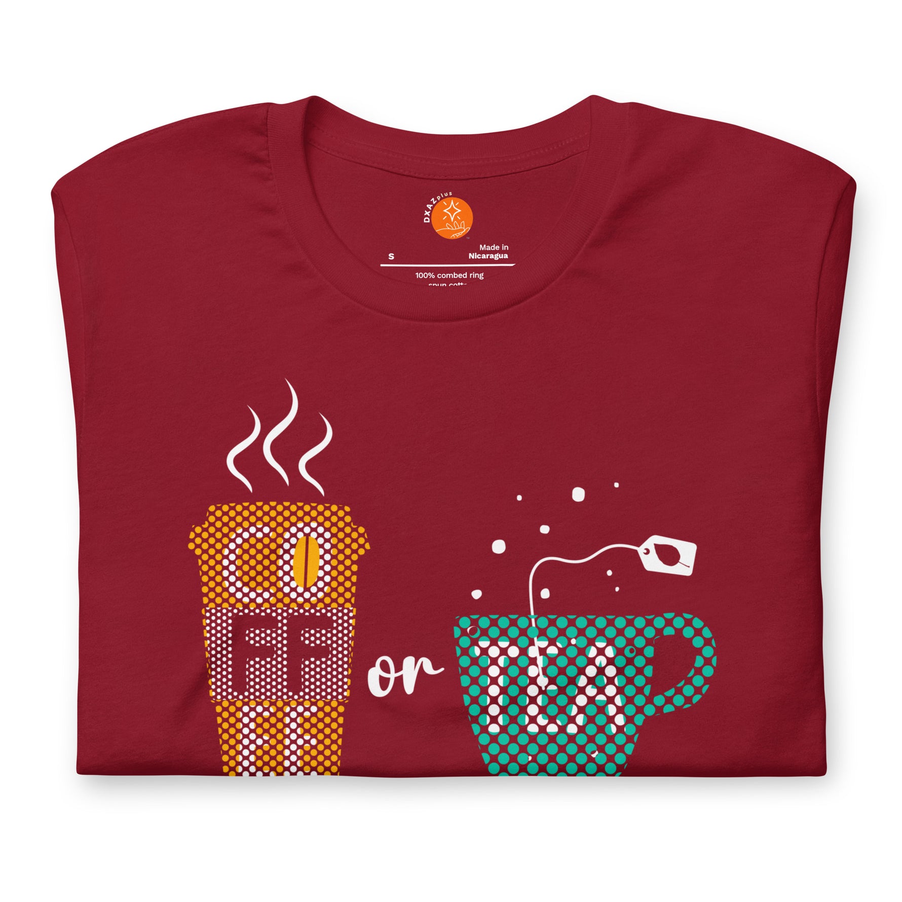 Camiseta unisex Café o Té diseño divertido DXAZplus — frontal