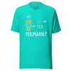 Camiseta unisex Café o Té diseño divertido DXAZplus — frontal-\Verde azulado