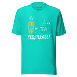 Camiseta unisex Café o Té diseño divertido DXAZplus — frontal-\Verde azulado